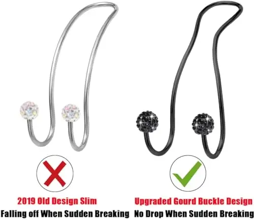 MTGOCHA Bling Purse Hook for Car Headrest, Upgraded Cute Car Seat Hooks for Bag Handbag, Durable Stainless Auto Purse Hanger Holder 2 Pack, All Black - 5