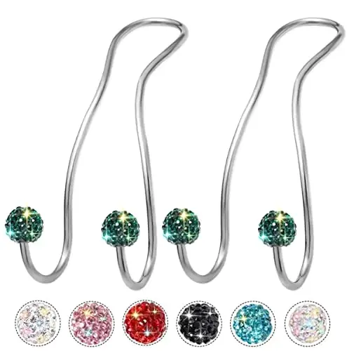 MTGOCHA Bling Purse Hook for Car Headrest, Upgraded Cute Car Seat Hooks for Bag Handbag, Durable Stainless Auto Purse Hanger Holder 2 Pack, Green - Modazone