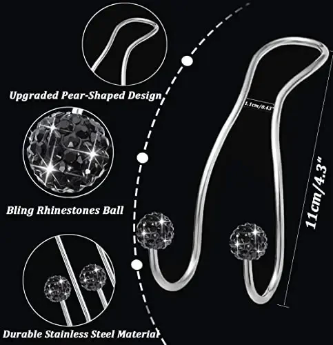 MTGOCHA Bling Purse Hook for Car Headrest, Upgraded Cute Car Seat Hooks for Bag Handbag, Durable Stainless Auto Purse Hanger Holder 2 Pack, Light Blue - 3