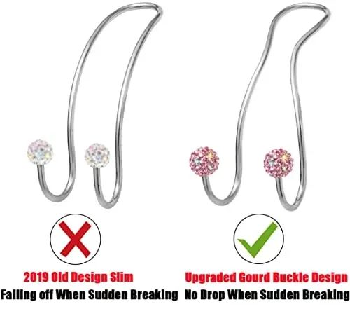 MTGOCHA Bling Purse Hook for Car Headrest, Upgraded Cute Car Seat Hooks for Bag Handbag, Durable Stainless Auto Purse Hanger Holder 2 Pack, Pink - 5