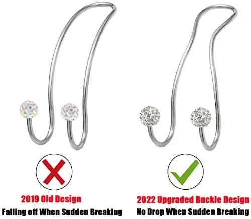 MTGOCHA Bling Purse Hook for Car Headrest, Upgraded Cute Car Seat Hooks for Bag Handbag, Durable Stainless Auto Purse Hanger Holder 2 Pack, White - 5