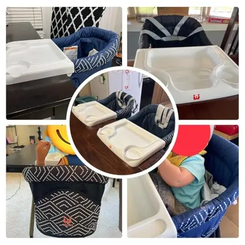 MTWML Hook On High Chair with Tray, Portable Baby High Chair That Attaches to Table, Clip On Fast Table High Chair for Babies and Toddlers. Baby Feeding Seat for Dining Table and Counter (Stripe-Black) - 3