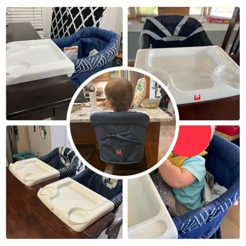 MTWML Hook On High Chair with Tray,Portable Baby High Chair That Attaches to Table,Clip On Fast Table Seat for Babies and Toddlers.Baby Feeding Seat for Dining Tables and Counter(Pure-Black) - 4