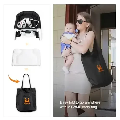 MTWML Hook On High Chair with Tray,Portable Baby High Chair That Attaches to Table,Clip On Fast Table Seat for Babies and Toddlers.Baby Feeding Seat for Dining Tables and Counter(Pure-Black) - 6