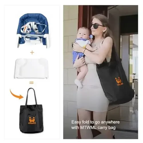 MTWML Hook On High Chair with Tray,Portable Baby High Chair That Attaches to Table,Clip On Fast Table Seat for Babies and Toddlers.Baby Feeding Seat for Dining Tables and Counter(Pure-Blue) - 7