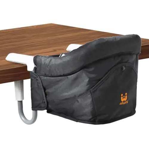 MTWML Portable High Chair for Table,Hook On High Chair That Attaches to Table,Space Saver Clip On Counter Seat for Baby,Easy Clean Baby Feeding Clamp Seat with Carry Bag for Travel(Pure-Black) - MTWML (1)