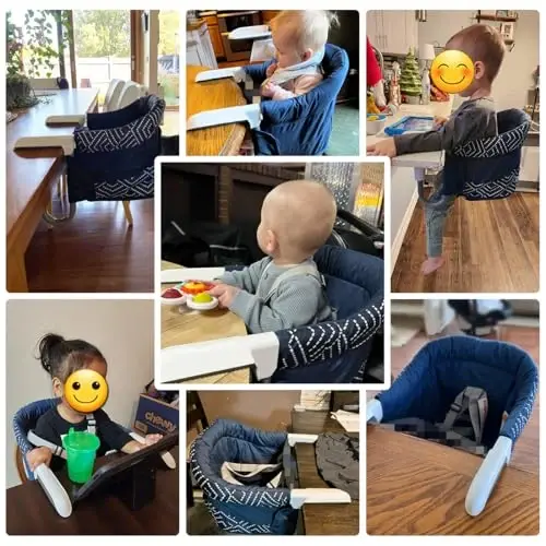 MTWML Portable High Chair for Table,Hook On High Chair That Attaches to Table,Space Saver Clip On Counter Seat for Baby,Easy Clean Baby Feeding Clamp Seat with Carry Bag for Travel(Pure-Black) - 3
