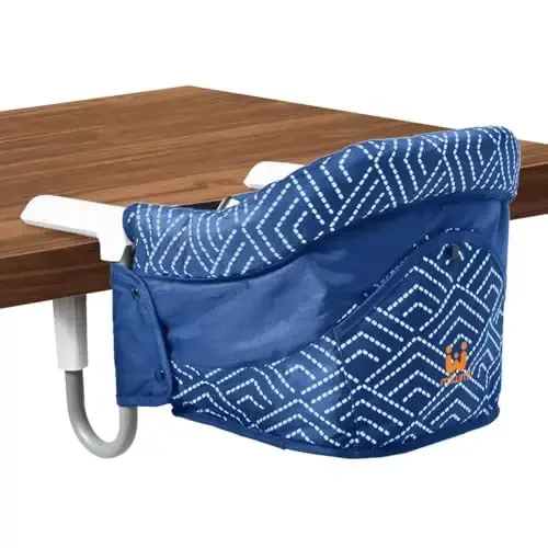 MTWML Portable High Chair for Table,Hook On High Chair That Attaches to Table,Space Saver Clip On Counter Seat for Baby,Easy Clean Baby Feeding Clamp Seat with Carry Bag for Travel(Stripe-Blue) - 3