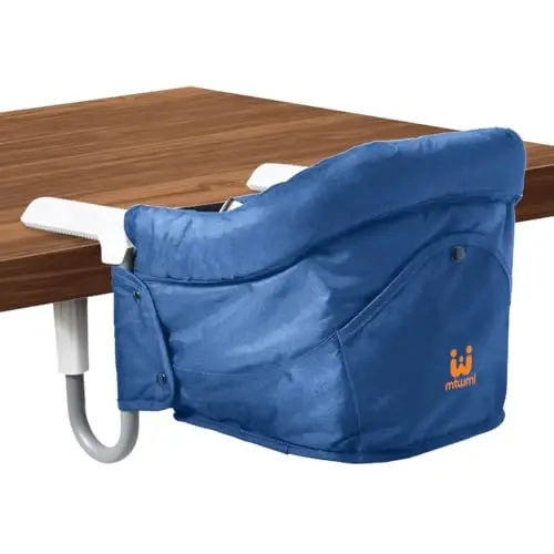 MTWML Portable High Chair for Table,Hook On High Chair That Attaches to Table,Space Saver Clip On Counter Seat for Baby,Easy Clean Baby Feeding Clamp Seat with Carry Bag for Travel(Pure-Blue) - 2
