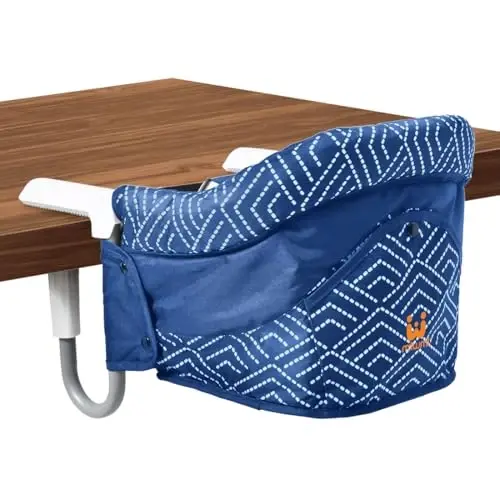 MTWML Portable High Chair for Table,Hook On High Chair That Attaches to Table,Space Saver Clip On Counter Seat for Baby,Easy Clean Baby Feeding Clamp Seat with Carry Bag for Travel(Stripe-Blue) - 3