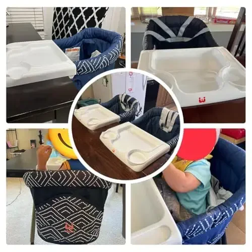 MTWML Hook On High Chair with Tray,Portable Baby High Chair That Attaches to Table,Clip On Fast Table Seat for Babies and Toddlers.Baby Feeding Seat for Dining Tables and Counter(Stripe-Blue) - 4