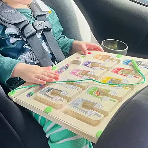 MTYOKILN Magnit rang va raqamli labirint, Montessori yog'och magnitli jumboq o'yin taxtasi bolalar uchun, maktabgacha yoshdagi bolalar uchun o'quv va ta'lim o'yinchoqlari, o'g'il bolalar va qizlar uchun nozik motorika o'yinchoqlari 3-5 yosh - 4