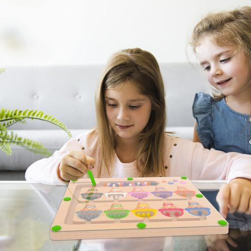 MTYOKILN Manyetik Renk ve Sayı Labirenti - Montessori Ahşap Renk Eşleştirme Öğrenme Sayma Bulmaca Tahtası - Bebek İnce Motor Becerileri Oyuncakları Erkek Kızlar 3 4 5 Yaş - 6