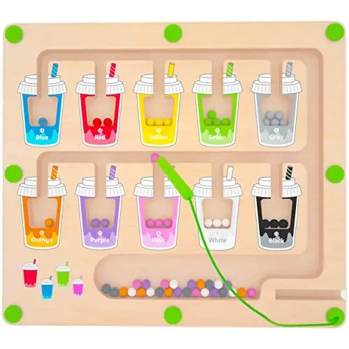 MTYOKILN Magnetic Color and Number Maze, Montessori Wooden Magnet Puzzle Game Board for Toddlers, Learning & Education Toys for Preschoolers, Fine Motor Skills Toys for Boys Girls 3-5 Years Old - MTYOKILN