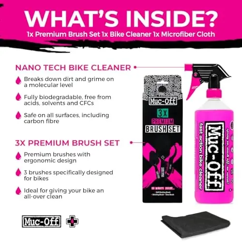 Muc-Off Nano Tech Bike Cleaner 1L | Biologik parchalanadigan formula, uglerod tolasi va barcha sirtlarda xavfsiz | Molekulyar darajada kirni parchalaydi - MUC-OFF (1)