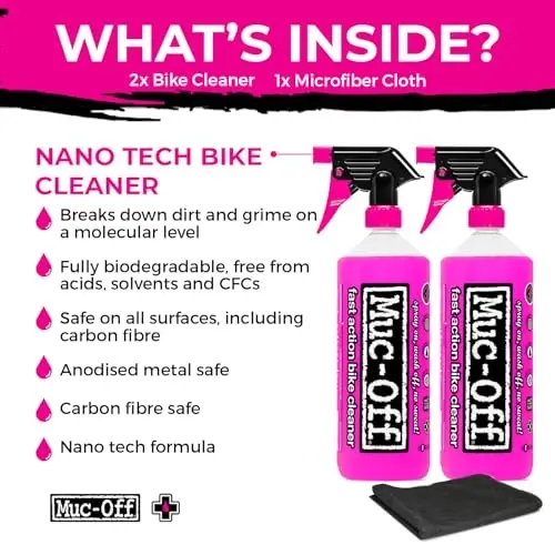 Muc-Off Nano Tech Bike Cleaner 1L | Biodegradable Formula, Safe on Carbon Fibre and All Surfaces | Breaks Down Dirt on a Molecular Level - MUC-OFF (1)