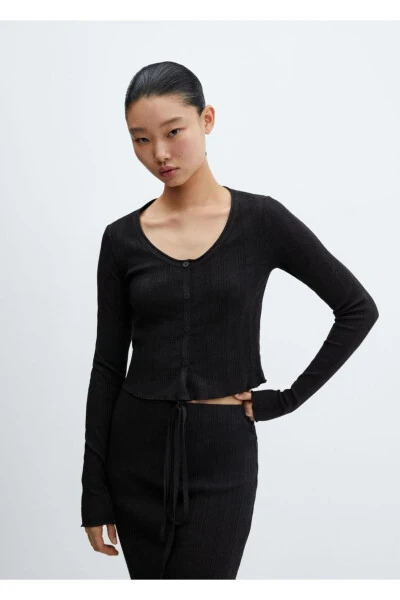 Mücevher Düğmeli Çizgili Hırka - MANGO