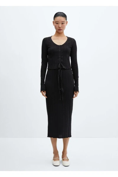 Mücevher Düğmeli Çizgili Hırka - MANGO (1)