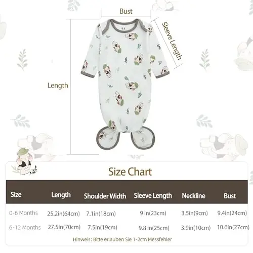 Miracle Baby Newborn Knotted Gown with Hat Set, 3 Pack Newborn Nightgowns, Baby Sleeper Gowns with Mitten Cuffs for Boys Girls 0-6 Months - 3