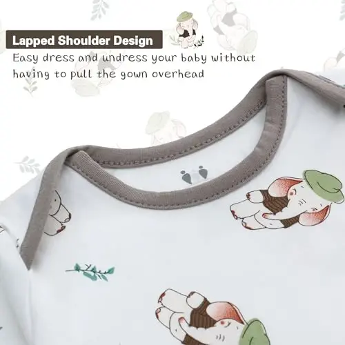 Miracle Baby Newborn Knotted Gown with Hat Set, 3 Pack Newborn Nightgowns, Baby Sleeper Gowns with Mitten Cuffs for Boys Girls 0-6 Months - 4