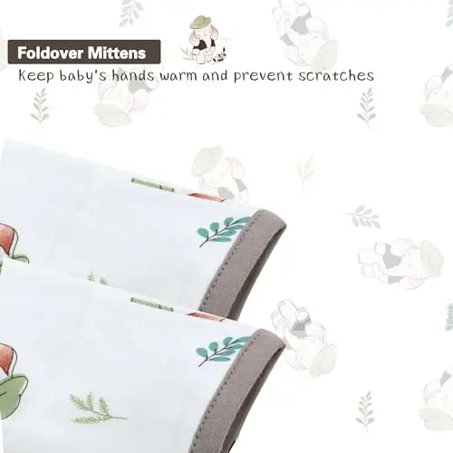 Miracle Baby Newborn Knotted Gown with Hat Set, 3 Pack Newborn Nightgowns, Baby Sleeper Gowns with Mitten Cuffs for Boys Girls 0-6 Months - 7