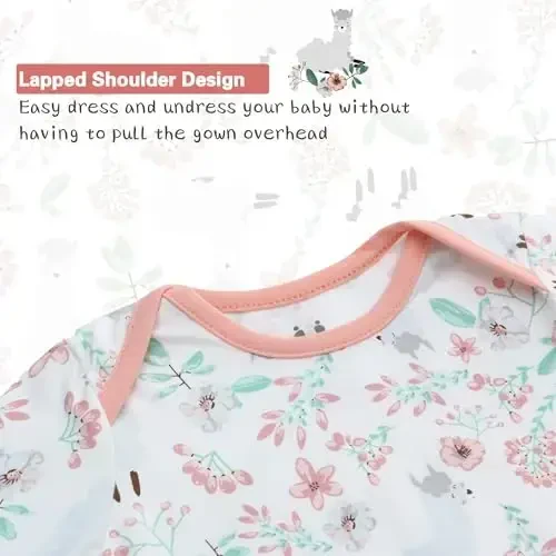 Miracle Baby Newborn Knotted Gown with Hat Set, 3 Pack Newborn Nightgowns, Baby Sleeper Gowns with Mitten Cuffs for Boys Girls 6-12 Months - 4