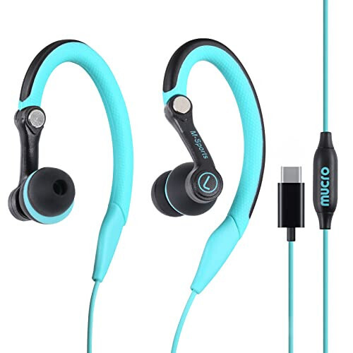Mucro USB C Headphones Wired Earbuds with Over Ear Hooks for Sport/Running/Gym, in Ear Type C Earphone for Samsung, Google, Oneplus and Other Smartphones - MODAZONE