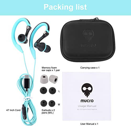 mucro USB C Headphones Wired Earbuds with Over Ear Hooks for Sport/Running/Gym, in Ear Type C Earphone for Samsung,Google, Oneplus and Other Smartphones - 6