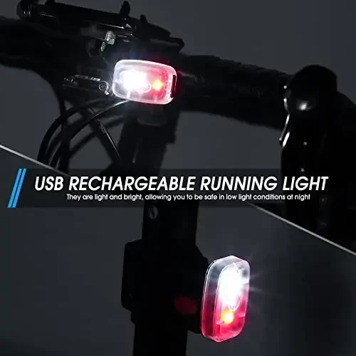 Mudder Running Lights for Runners Rechargeable LED Safety Lamps USB Rechargeable Clip on Strobe Bicycle Tail Lamps with 5 Modes Flashing Bike Lights for Night Riding Walking Hiking Pet Dog - MUDDER (1)