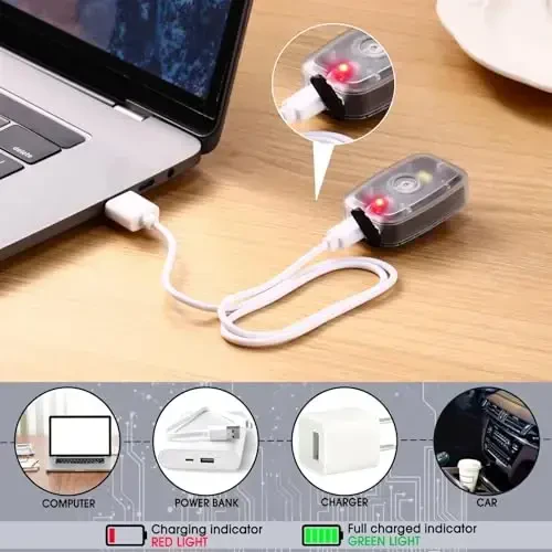 Mudder yuguruvchilar uchun chiroqlar Qayta zaryadlanuvchi LED xavfsizlik lampalari USB orqali zaryadlanuvchi qisqichli stroboskop Velosiped orqa chiroqlari 5 rejimli miltillovchi velosiped chiroqlari tun qorong'usida yurish, sayr qilish, uy hayvonlari itlari uchun - 6