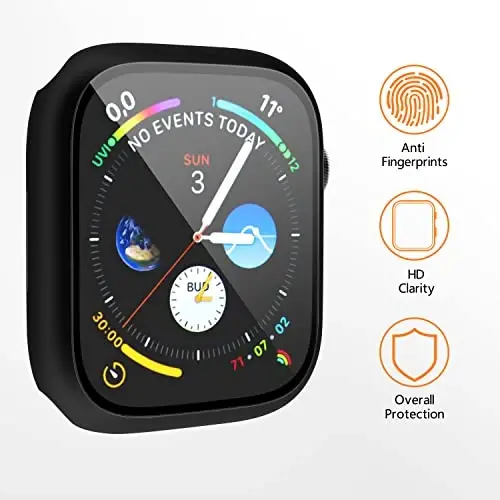 Mugust 3 Pack Case for Apple Watch SE 40mm Series 6 5 4 Hard PC Case with Tempered Glass Screen Protector Waterproof Anti-Scratch Ultra-Thin Protective Cover for iWatch 40mm (Black) - 4
