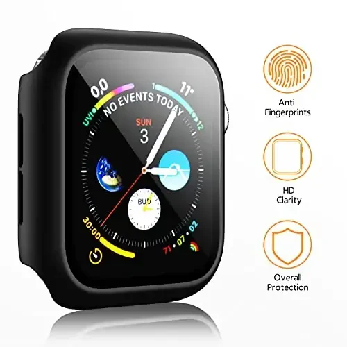 Mugust 3 Pack Case for Apple Watch SE 44mm Series 6 5 4 Hard PC Case with Tempered Glass Screen Protector Waterproof Anti-Scratch Full Protective Cover for iWatch 44mm (Transparent) - 7