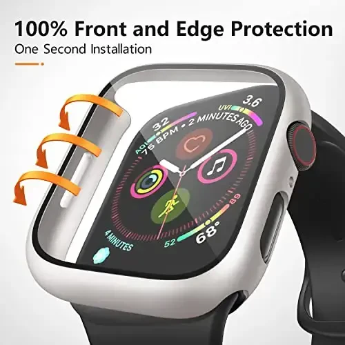 Mugust 3 Pack Case for Apple Watch Series 10 42mm Hard PC Case with Tempered Glass Screen Protector Waterproof Anti-Scratch Ultra-Thin Protective Cover for iWatch, Black/Rose Gold/Starlight - 5