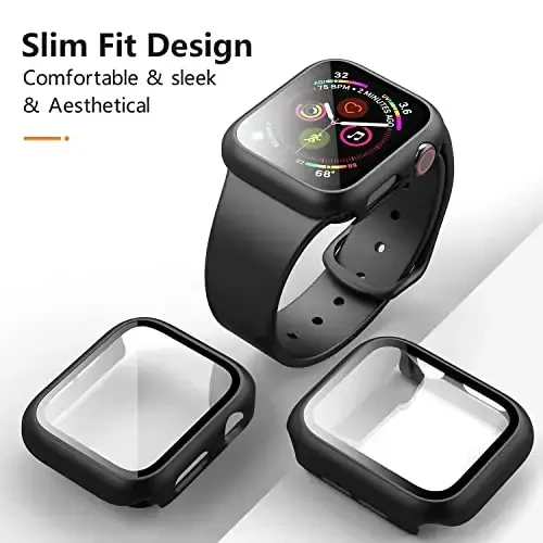 Mugust 3 Pack Case for Apple Watch Series 10 42mm Hard PC Case with Tempered Glass Screen Protector Waterproof Anti-Scratch Ultra-Thin Protective Cover for iWatch Series 10 42mm, Black - 5