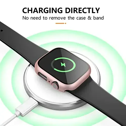 Mugust 3 Pack Case for Apple Watch Series 10 42mm Hard PC Case with Tempered Glass Screen Protector Waterproof Anti-Scratch Ultra-Thin Protective Cover, Transparent/Rose Gold/Starlight - 6