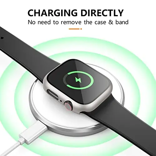 Mugust 3 Pack Case for Apple Watch Series 10 42mm Qattiq kompyuter g'ilofi, Temperli shisha ekran himoyachisi, Suv o'tkazmaydigan tirnalishga qarshi o'ta yupqa himoya qopqog'i iWatch uchun, Qora/atirgul oltin/Yulduz nur - 7