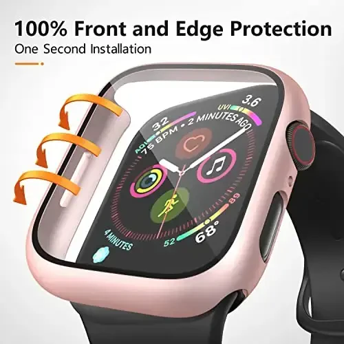Mugust 3 Pack Case for Apple Watch Series 10 46mm Hard PC Case with Tempered Glass Screen Protector Waterproof Anti-Scratch Ultra-Thin Protective Cover, Transparent/Rose Gold/Starlight - 4