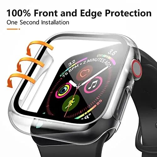 Mugust 3 Pack Case for Apple Watch Series 3 38mm Hard PC Case with Tempered Glass Screen Protector Waterproof Anti-Scratch HD Ultra-Thin Full Protective Cover for iWatch 38mm (Transparent) - 3