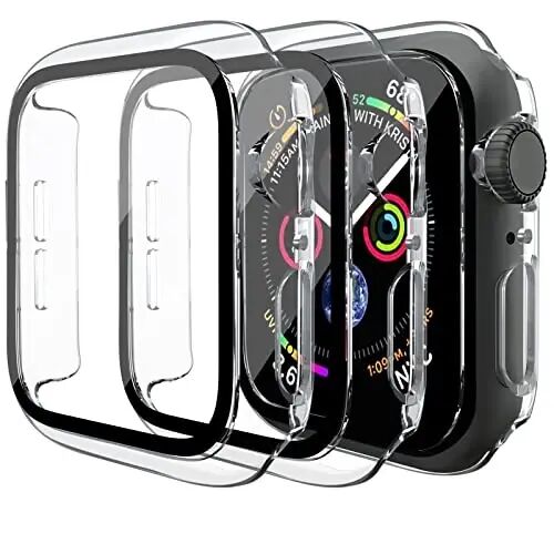 Mugust 3 Pack Case for Apple Watch Series 3 38mm Hard PC Case with Tempered Glass Screen Protector Waterproof Anti-Scratch HD Ultra-Thin Full Protective Cover for iWatch 38mm (Transparent) - Mugust