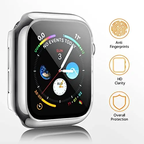 Mugust 3 Pack Case for Apple Watch Series 10 42mm Hard PC Case with Tempered Glass Screen Protector Waterproof Anti-Scratch Ultra-Thin Protective Cover for iWatch Series 10 42mm, Transparent*3 - 6