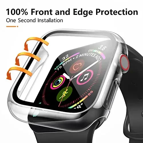 Mugust 3 Pack Case for Apple Watch Series 3 38mm Hard PC Case with Tempered Glass Screen Protector Waterproof Anti-Scratch HD Ultra-Thin Full Protective Cover for iWatch 38mm (Transparent) - 4
