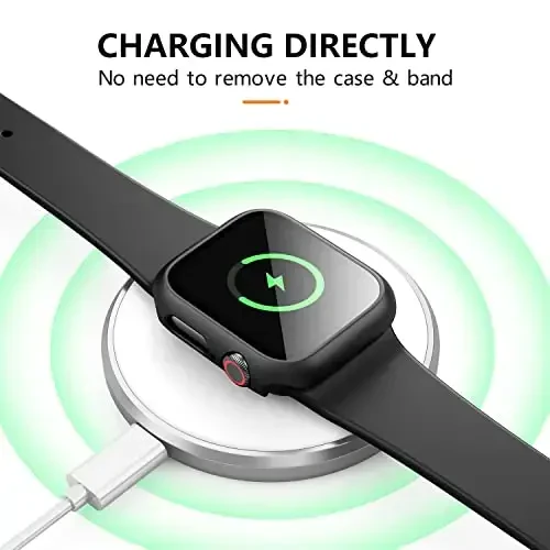 Mugust 3 Pack Case for Apple Watch SE 40mm Series 6 5 4 Hard PC Case with Tempered Glass Screen Protector Waterproof Anti-Scratch Ultra-Thin Protective Cover for iWatch 40mm (Black) - 6