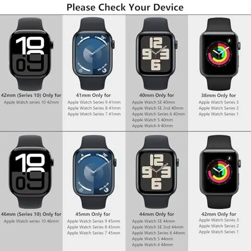 Mugust 3 Pack Case for Apple Watch Series 10 42mm Hard PC Case with Tempered Glass Screen Protector Waterproof Anti-Scratch Ultra-Thin Protective Cover for iWatch Series 10 42mm, Black - 2