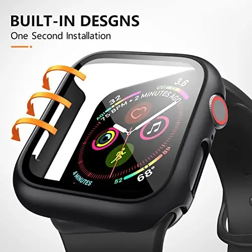 Mugust 3 Pack Case for Apple Watch Series 10 46mm Hard PC Case with Tempered Glass Screen Protector Waterproof Anti-Scratch Ultra-Thin Protective Cover for iWatch Series 10 46mm, Black - 4