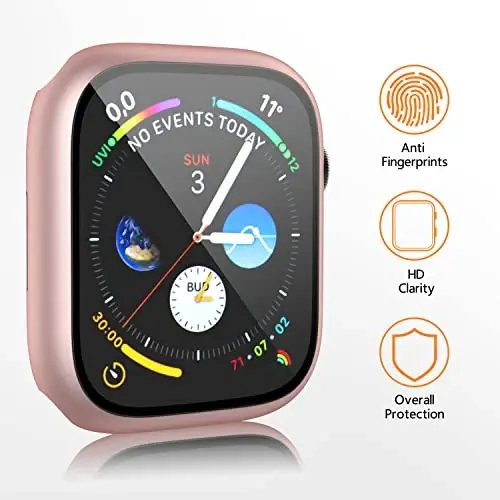 Mugust 3 Pack Case for Apple Watch Series 3 38mm Hard PC Case with Tempered Glass Screen Protector Waterproof Anti-Scratch Ultra-Thin Full Protective Cover for iWatch 38mm (Black/Rose Gold/Starlight) - 3