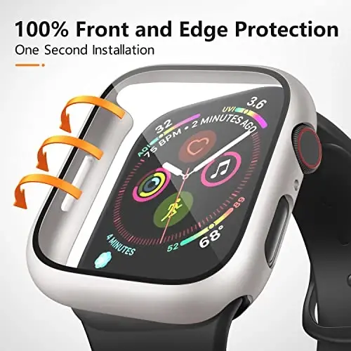 Mugust 3 Pack Case for Apple Watch Series 3 38mm Hard PC Case with Tempered Glass Screen Protector Waterproof Anti-Scratch Ultra-Thin Full Protective Cover for iWatch 38mm (Black/Rose Gold/Starlight) - 4