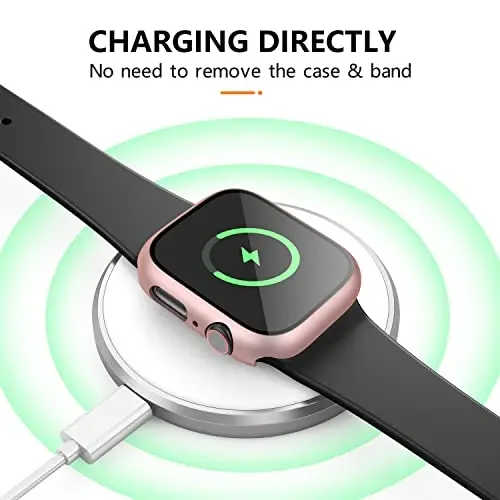 Mugust 3 Pack Case for Apple Watch Series 3 38mm Hard PC Case with Tempered Glass Screen Protector Waterproof Anti-Scratch Ultra-Thin Full Protective Cover for iWatch 38mm (Black/Rose Gold/Starlight) - 5