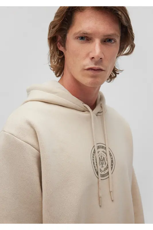 Mühür Logo Baskılı Kapüşonlu Bej Sweatshirt 0s10192-70143-Gri - 5
