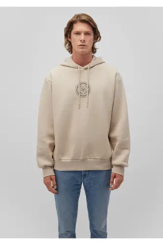 Mühür Logo Baskılı Kapüşonlu Bej Sweatshirt 0s10192-70143 - Gri-70143 - 3