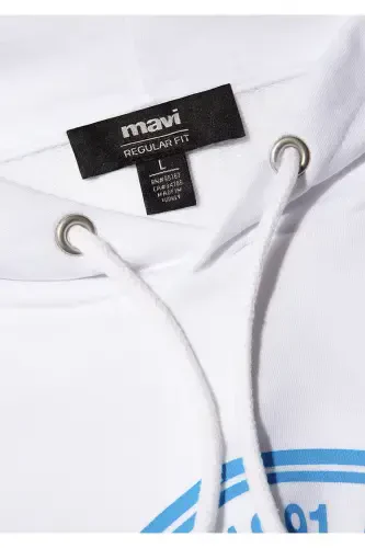 Mühür Logo Baskılı Kapüşonlu Beyaz Sweatshirt 0611721-620-Beyaz - 7